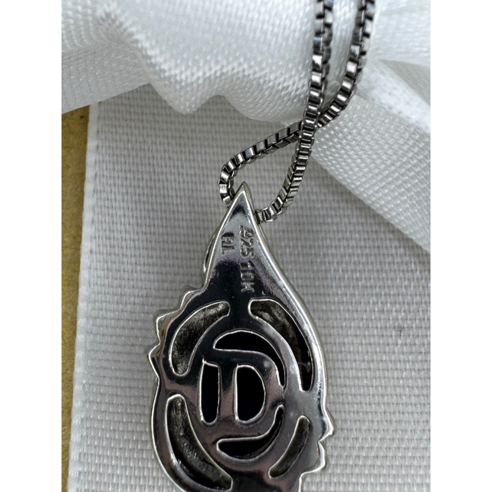 Amethyst with diamond necklace set in 10k and Sterling silver - Picture 4 of 6
